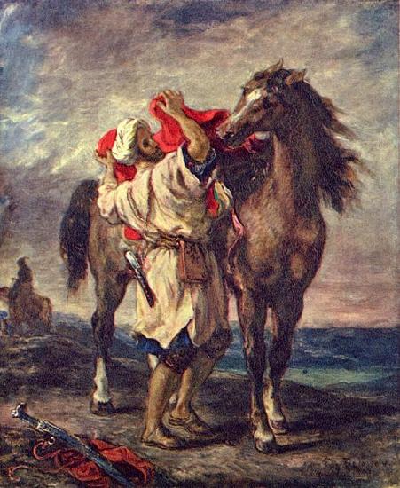 Eugene Delacroix Marokkaner beim Satteln seines Pferdes China oil painting art